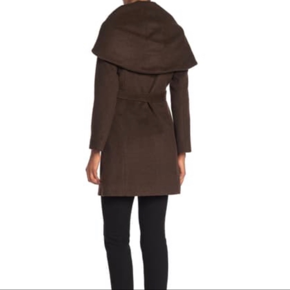 NWOT Cole Haan Wool Blend Cape Zip Jacket Brown Winter Coat 12 - Picture 2 of 8